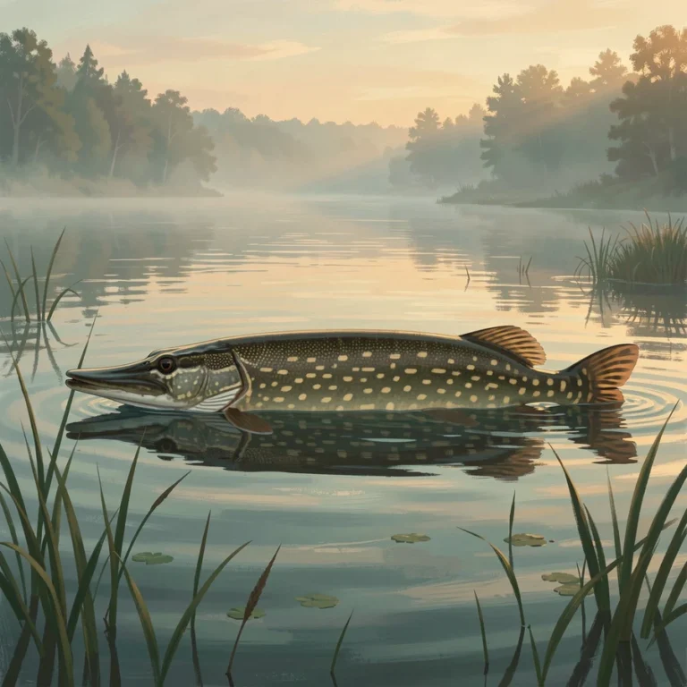 Northern pike in the weeds of an Ontario lake at dawn